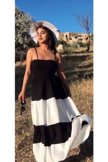 Siyah Elbise Viscon Kumaş Siyah Elbise Viscon Kumaş