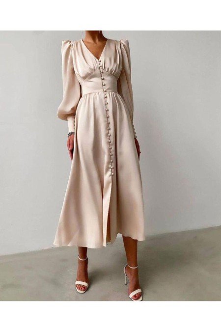 Vizon Elbise Saten Kumaş Vizon Elbise Saten Kumaş