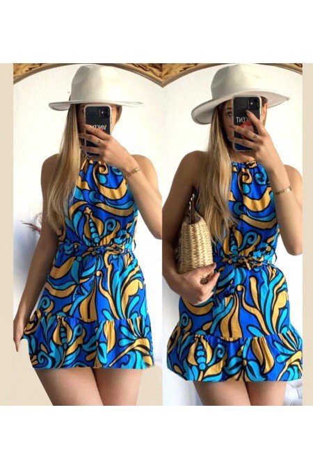 Desenli Elbise Crep Kumaş Desenli Elbise Crep Kumaş