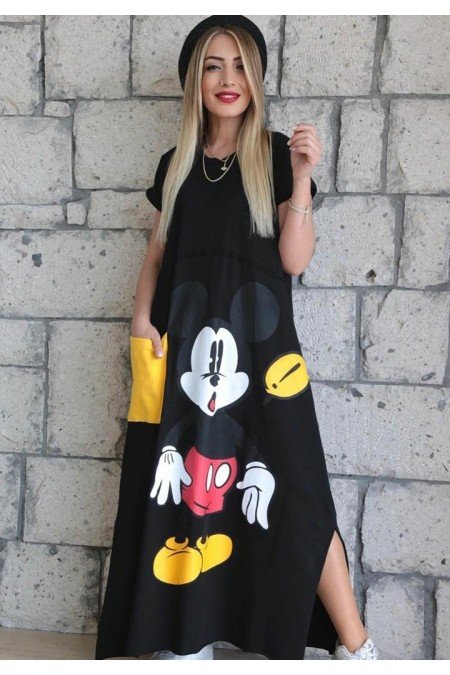 Siyah Elbise Viscon Kumaş Siyah Elbise Viscon Kumaş