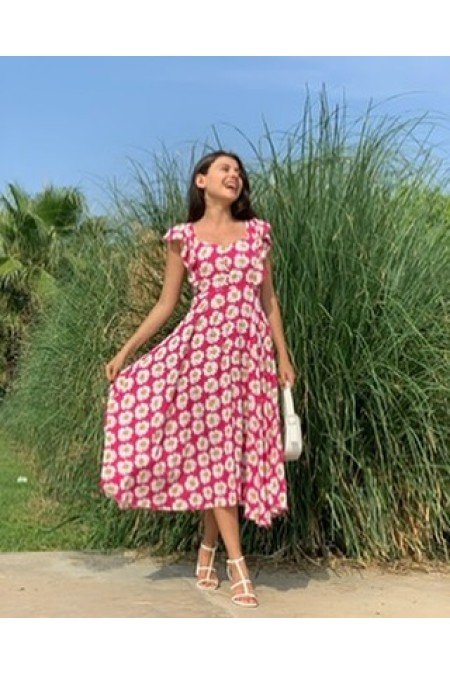 Desenli Elbise Viscon Kumaş Desenli Elbise Viscon Kumaş