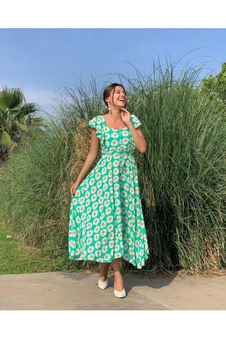 Desenli Elbise Viscon Kumaş Desenli Elbise Viscon Kumaş