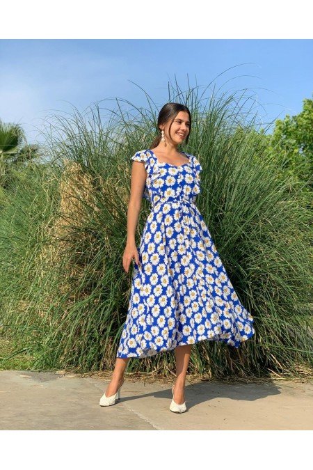 Desenli Elbise Viscon Kumaş Desenli Elbise Viscon Kumaş