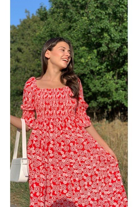 Desenli Elbise Viscon Kumaş Desenli Elbise Viscon Kumaş