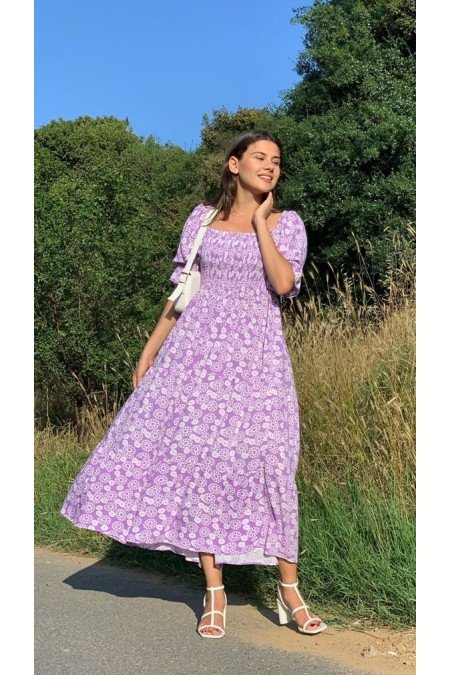 Desenli Elbise Viscon Kumaş Desenli Elbise Viscon Kumaş