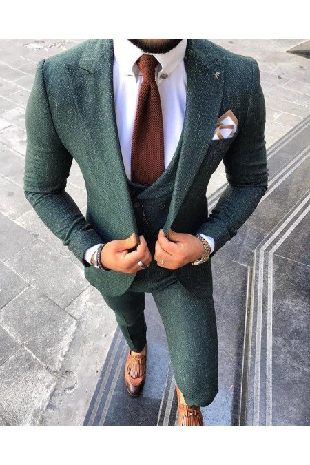 Yeşil Erkek Takım Elbise 3 Lü