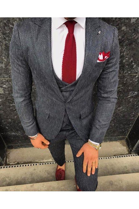 Füme Erkek Takım Elbise 3 Lü