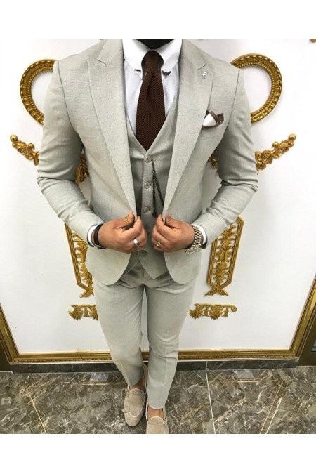 Gri Erkek Takım Elbise 3 Lü