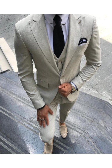 Gri Erkek Takım Elbise 3 Lü
