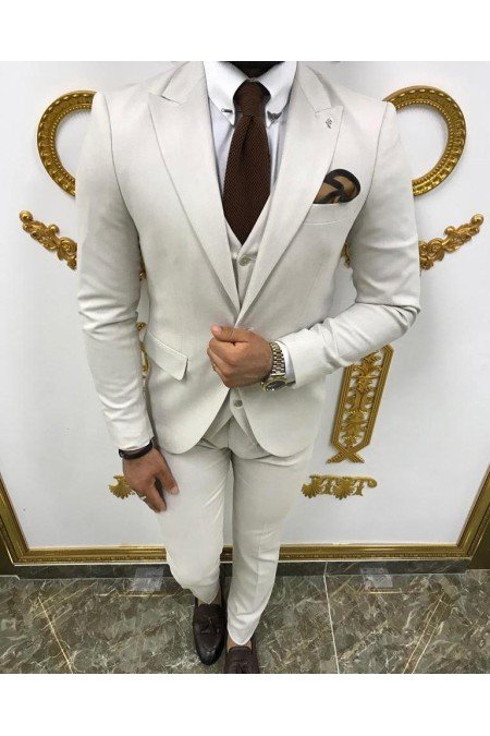 Beyaz Erkek Takım Elbise 3 Lü