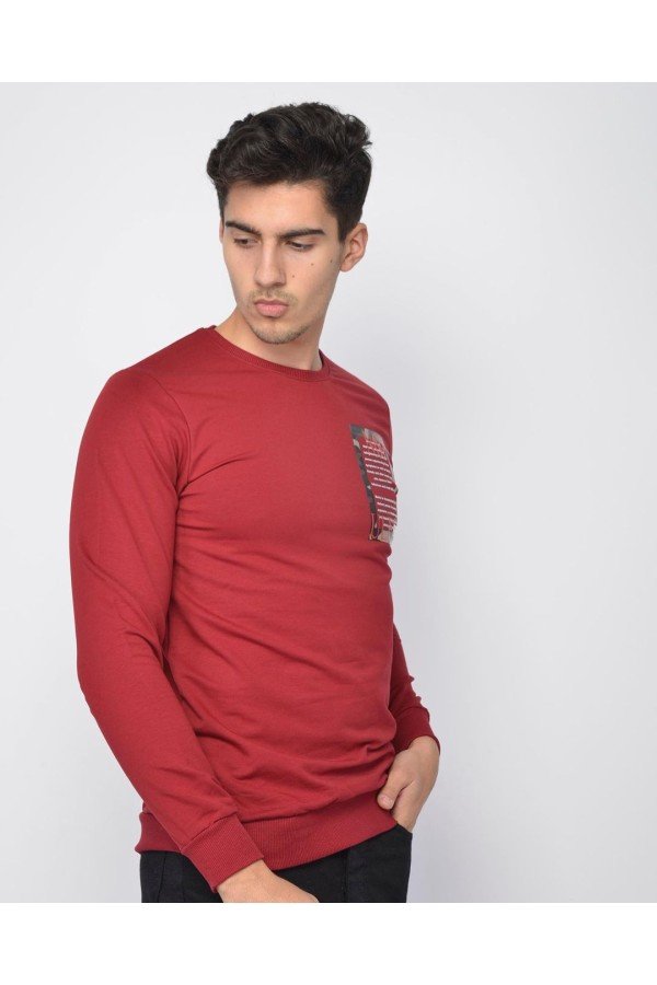 Bordo Erkek Sweatshırt Bordo Erkek Sweatshırt