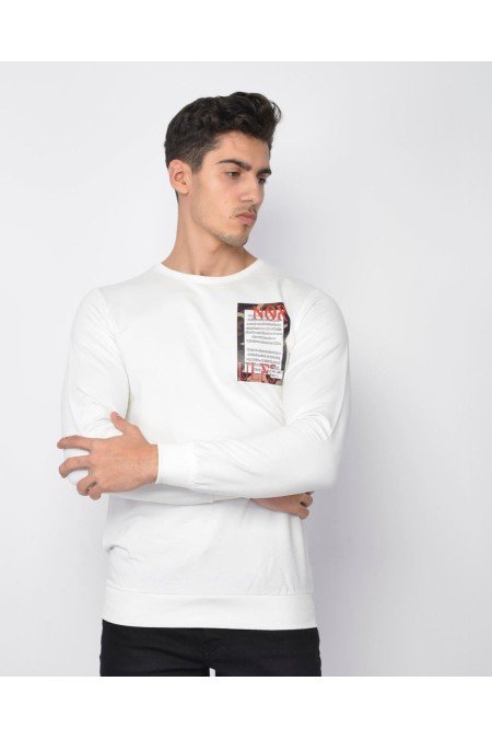 Beyaz Erkek Sweatshırt