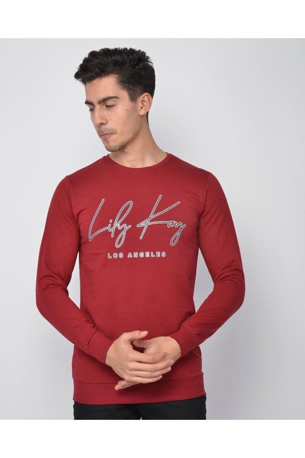 Bordo Erkek Sweatshırt Bordo Erkek Sweatshırt