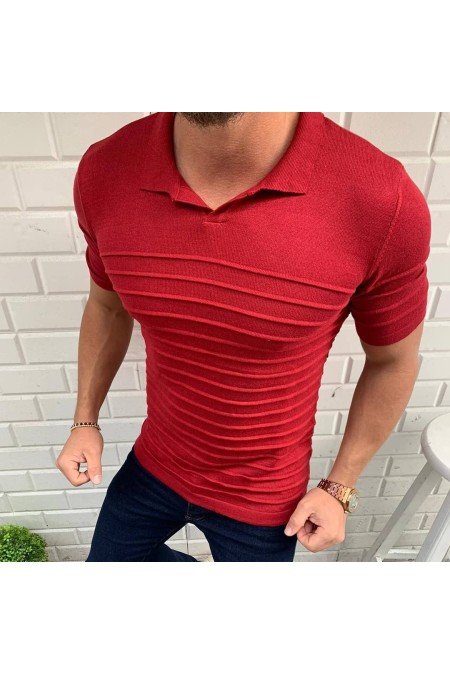 Kırmızı Erkek T-Shırt Triko