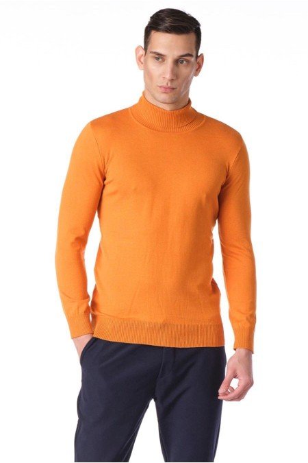 Turuncu Erkek Kazak Triko