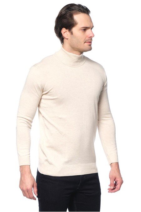 Bej Erkek Kazak Triko