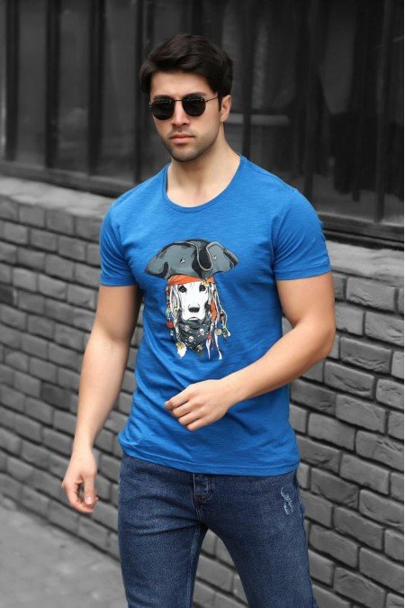 Mavi Erkek T-Shırt