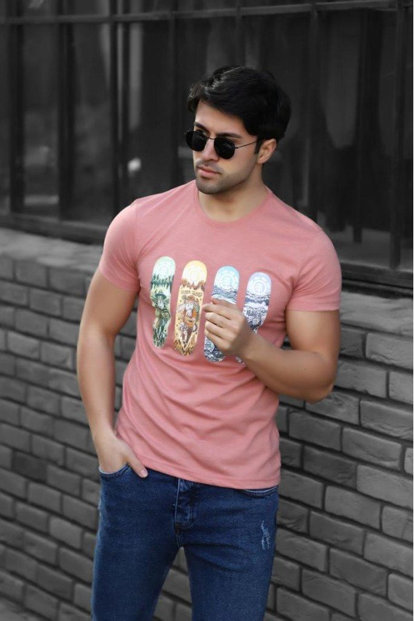 Pembe Erkek T-Shırt Pembe Erkek T-Shırt